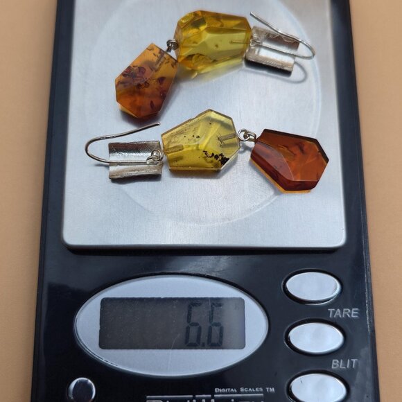 Sterling Silver Faux Amber Handmade Earrings A5763 - Picture 6 of 6